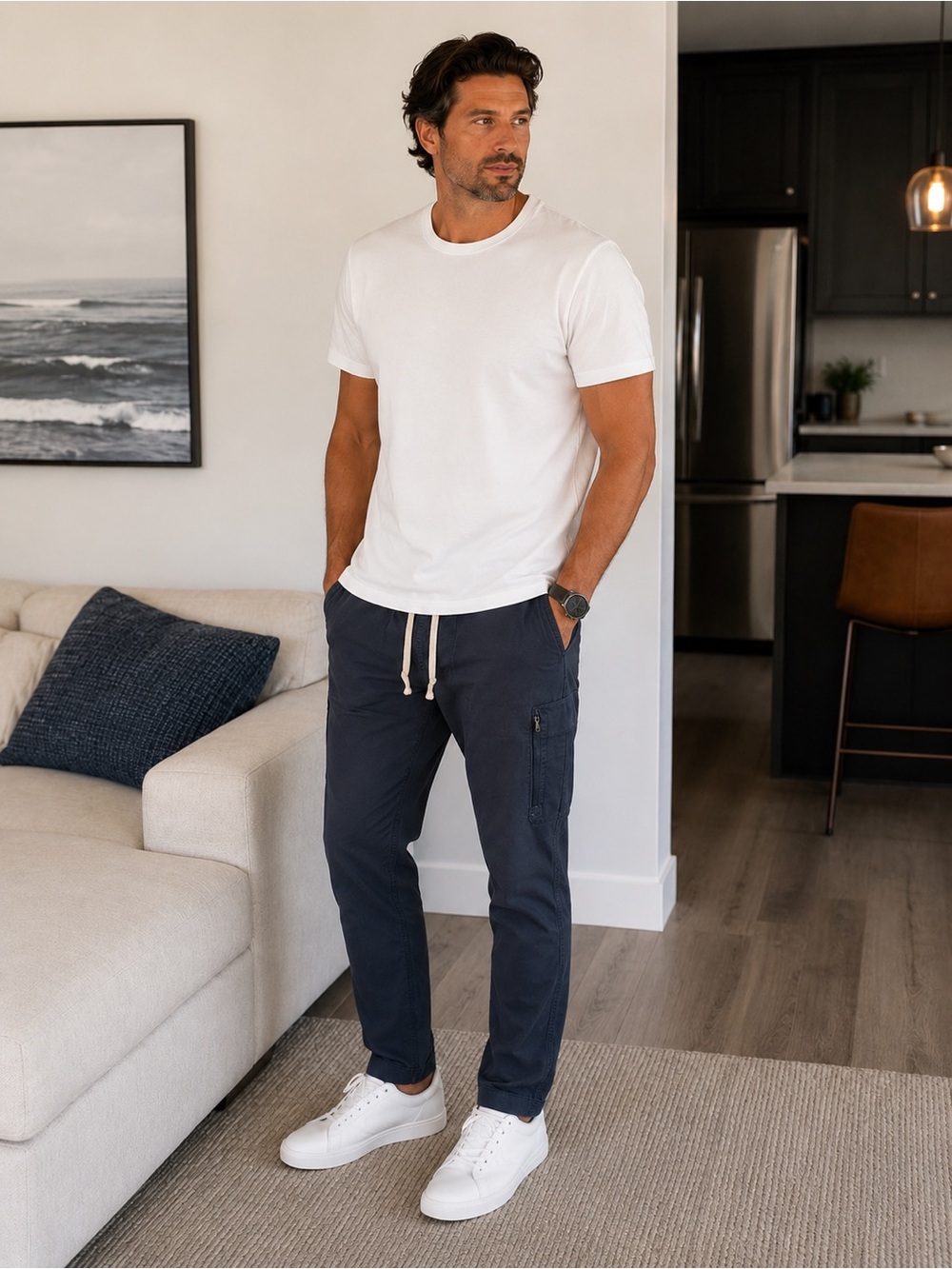 Vuori Men's Medium Navy Cargo Drawstring Athleisure Pants